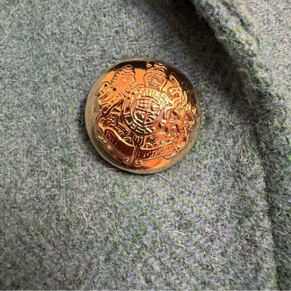 Talbots Jacket Blazer Teal Career Lined Gold Crest Buttons Wool Blend Size 10 - Picture 9 of 16